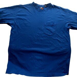Vintage Large Pocket T-shirt 90's Open Range Blue 100% Cotton Crew Pakistan
